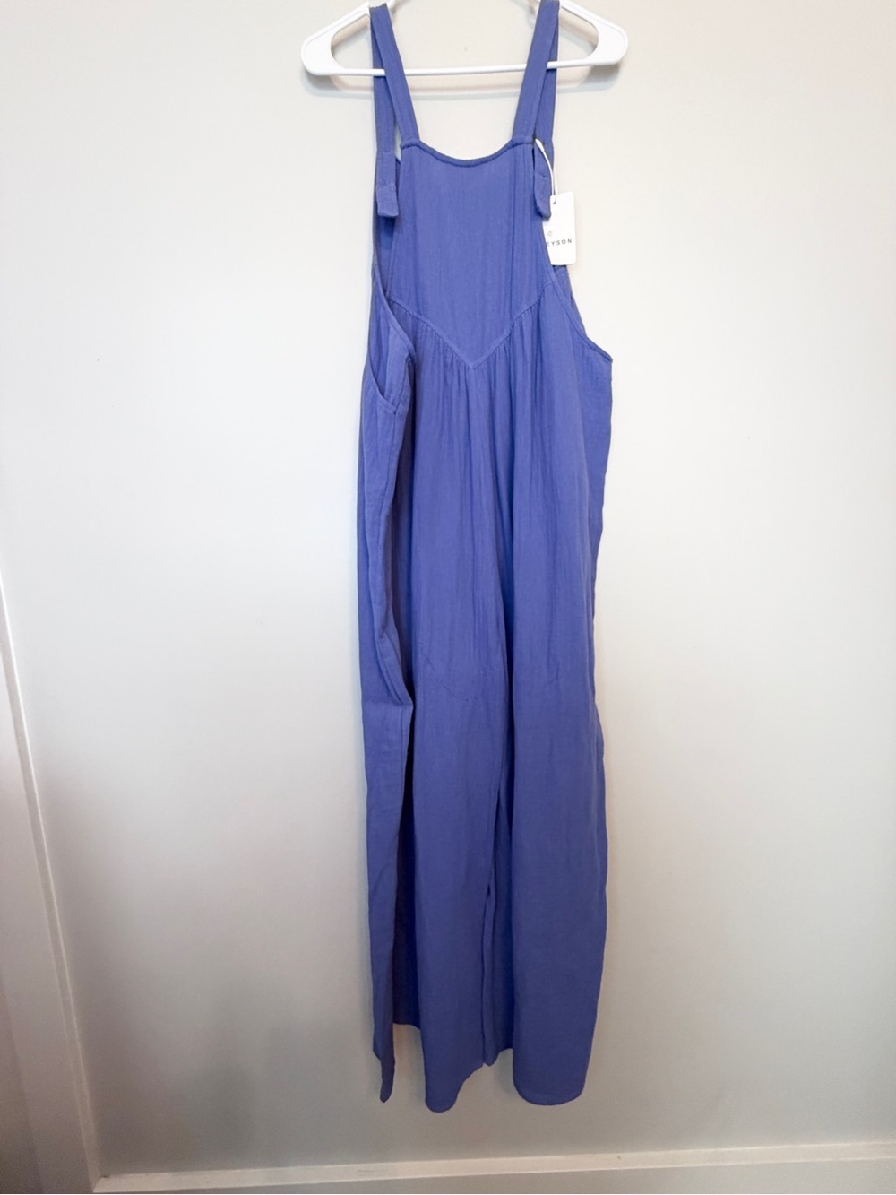 Lightweight Periwinkle Blue Cotton Gauze Jumpsuit - Picture 5 of 9
